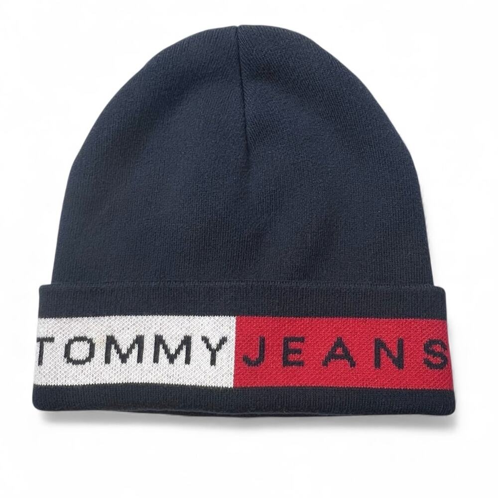Tommy Hilfiger Tommy Jeans Y2K Cuffed Logo Beanie OS Spellout Preppy Americana